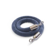 MONTOUR LINE Velvet Rope Grey With Pol. Steel Snap Ends 8ft.Cotton Core HDVL510Rope-80-GY-SE-PS